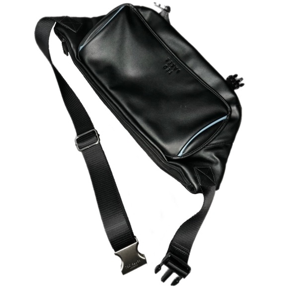 Ted Baker Cobbra Unisex Black Belt Bag Blue Trim - Picture 5 of 15